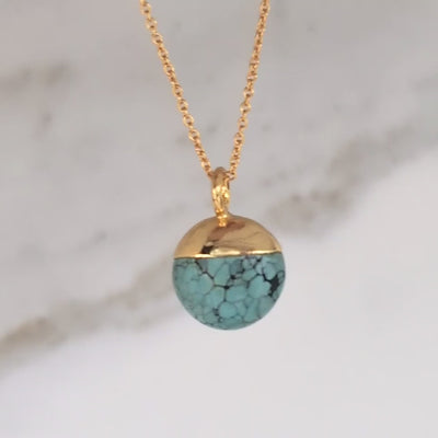gold turquoise December birthstone pendant necklace 