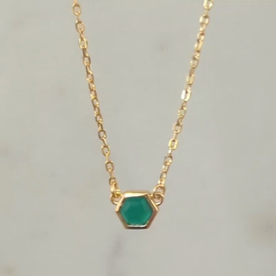 18 carat gold plated green onyx necklace