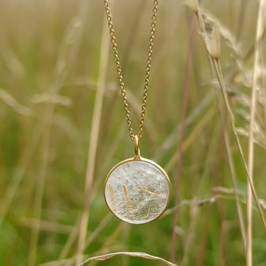 The Circle Golden Rutile Quartz Gemstone Necklace - 18ct Gold Plated