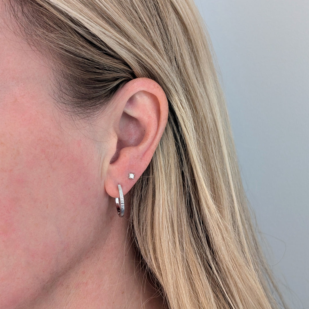 textured sterling silver hoop earrings 