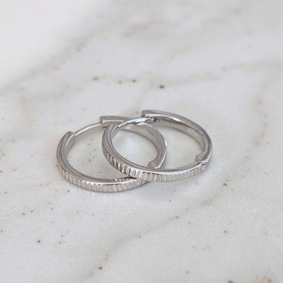 textured sterling silver hoop earrings 