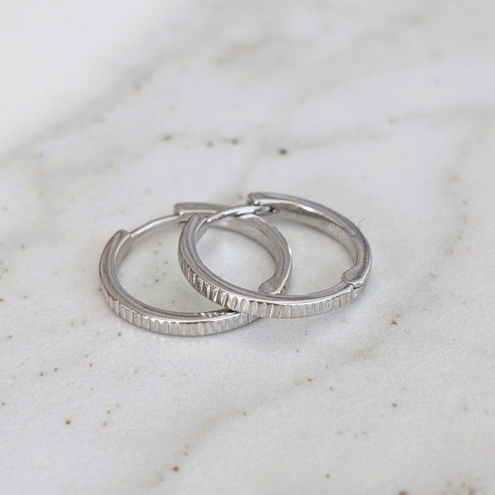textured sterling silver hoop earrings 