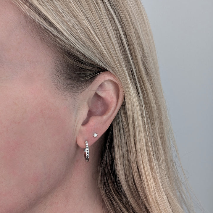 sterling silver pyramid textured hoop earrings