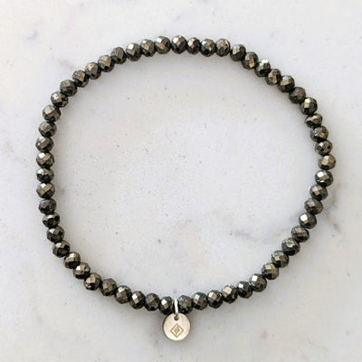 4mm pyrite gemstone bead bracelet