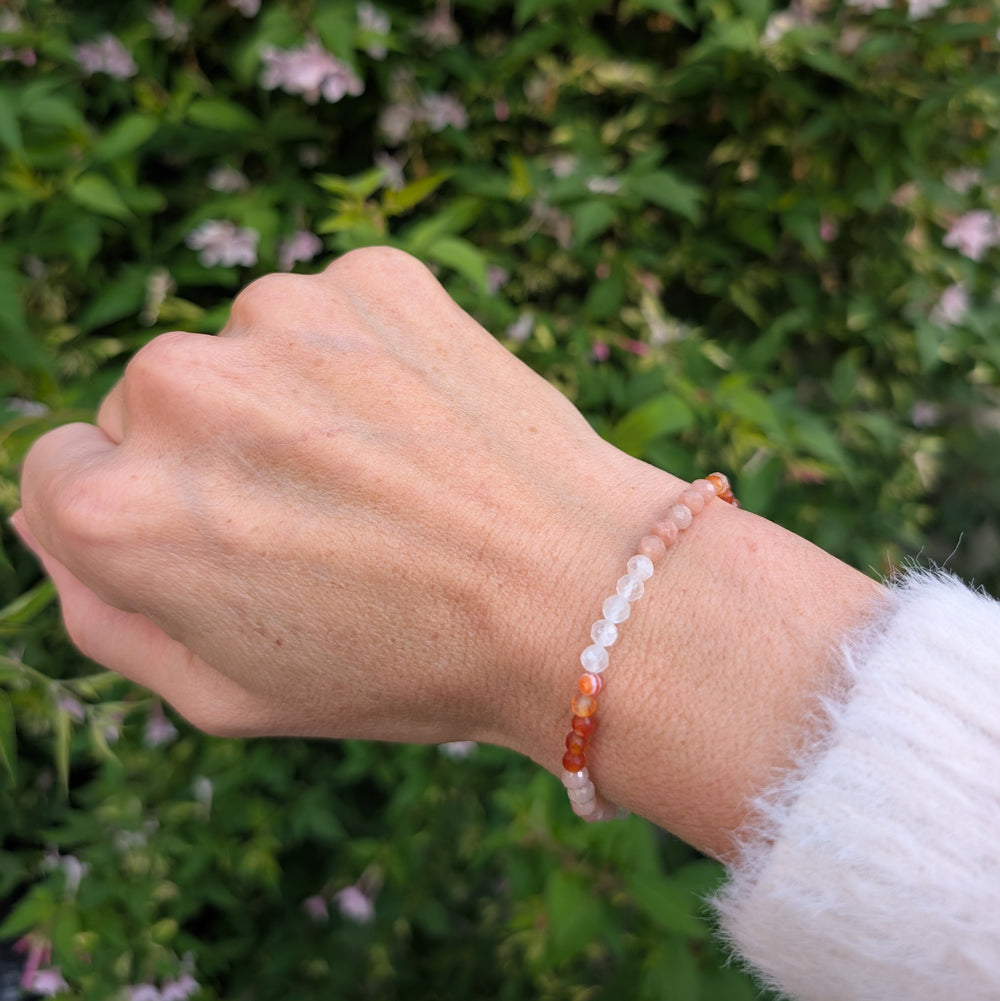 support menopause carnelian, moonstone and sunstone gemstone bracelet