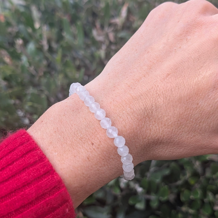 clear quartz 6mm beaded gemstone bracelet