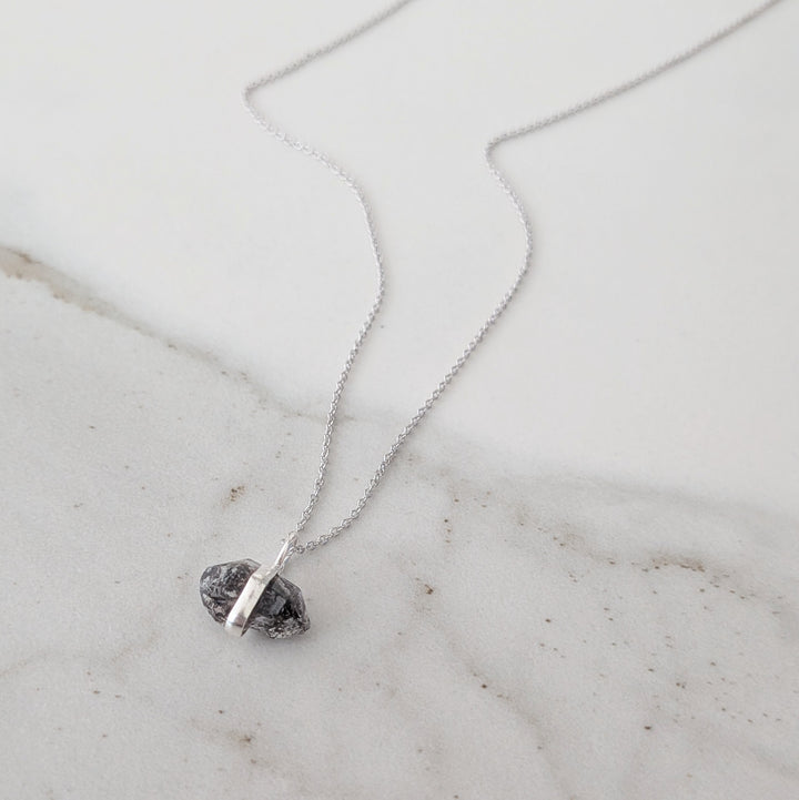 sterling silver double terminated herkimer diamond pendant necklace 