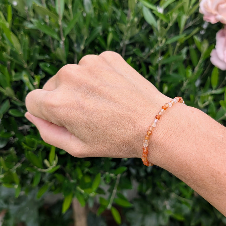 Carnelian Gemstone Bracelet - 4mm Faceted