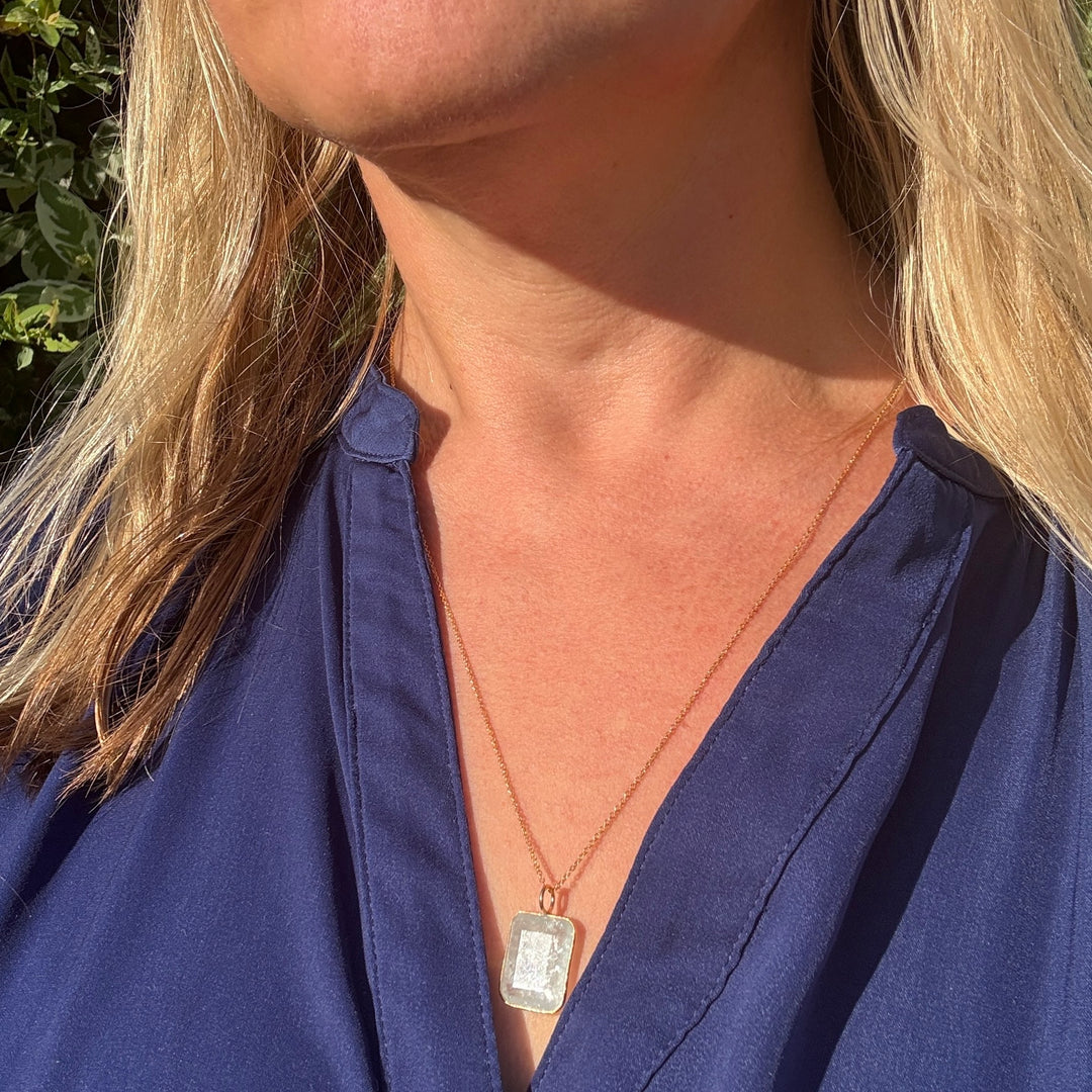 The Faceted Rectangle Blue Topaz Necklace
