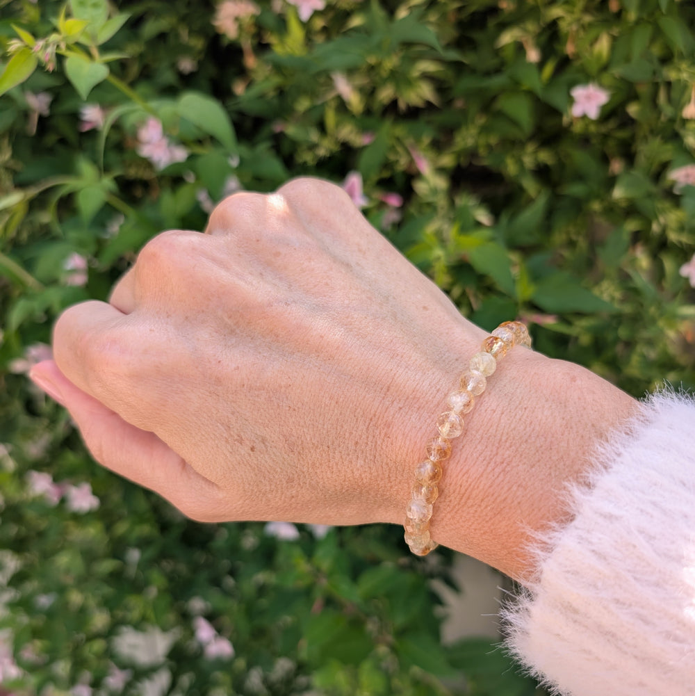 citrine 6mm faceted bead gemstone bracelet 