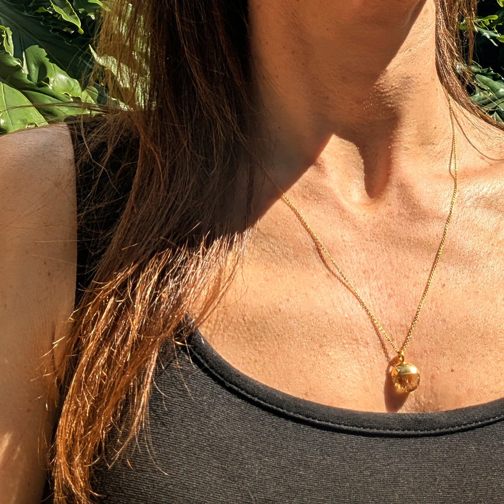 gold citrine November birthstone necklace