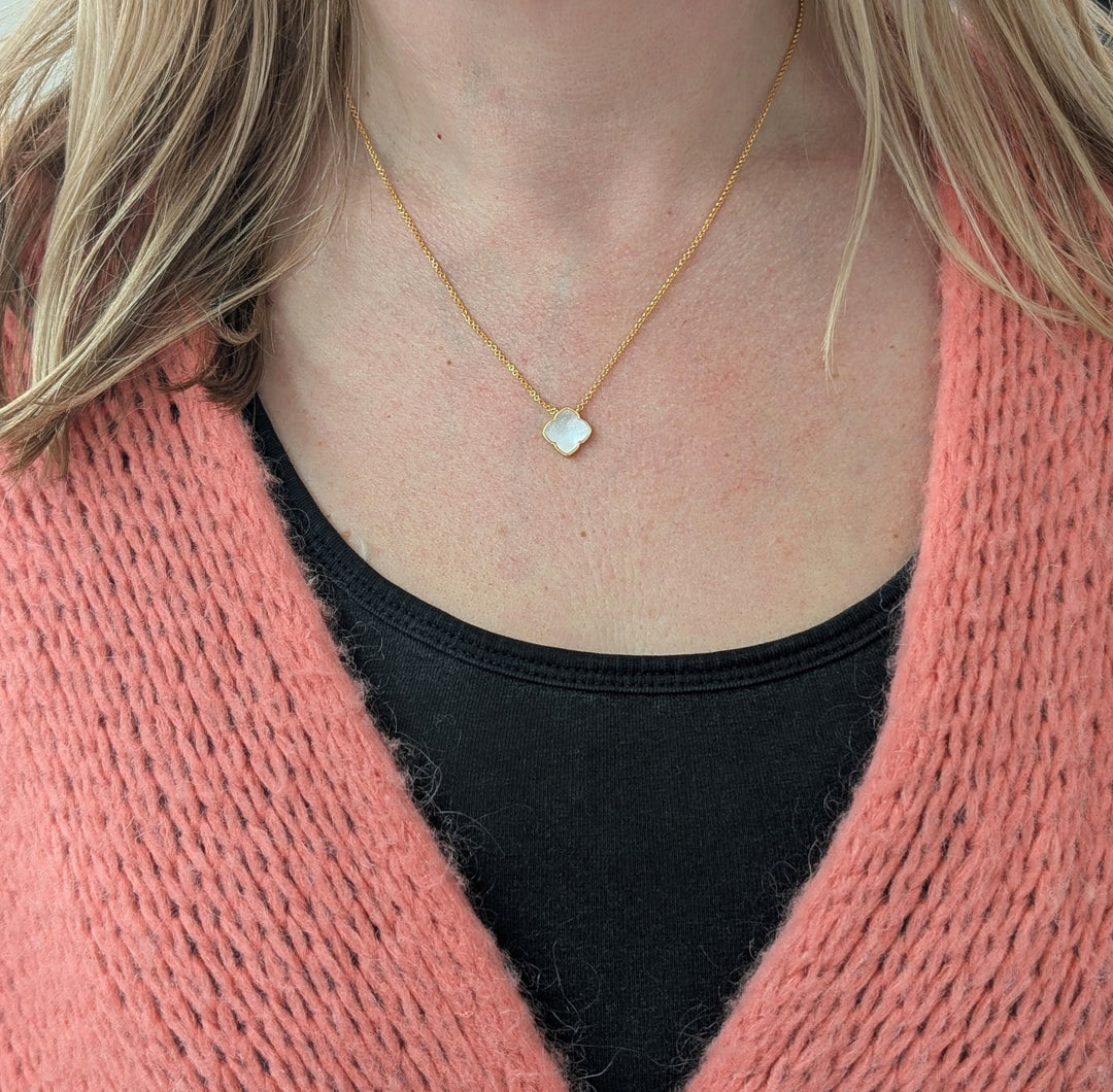 The Lucky Clover Mother of Pearl Pendant Necklace