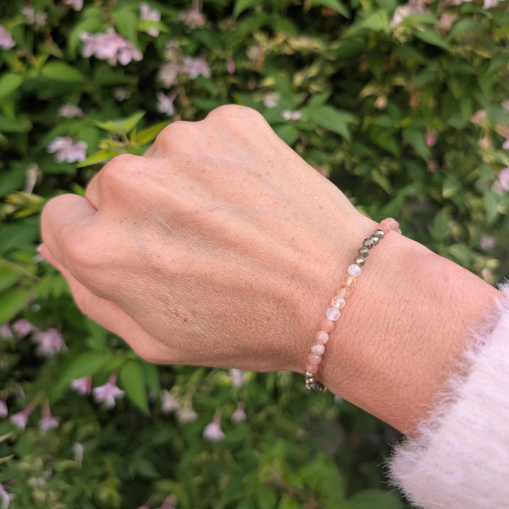 Pyrite, sunstone and citrine gemstone bracelet 