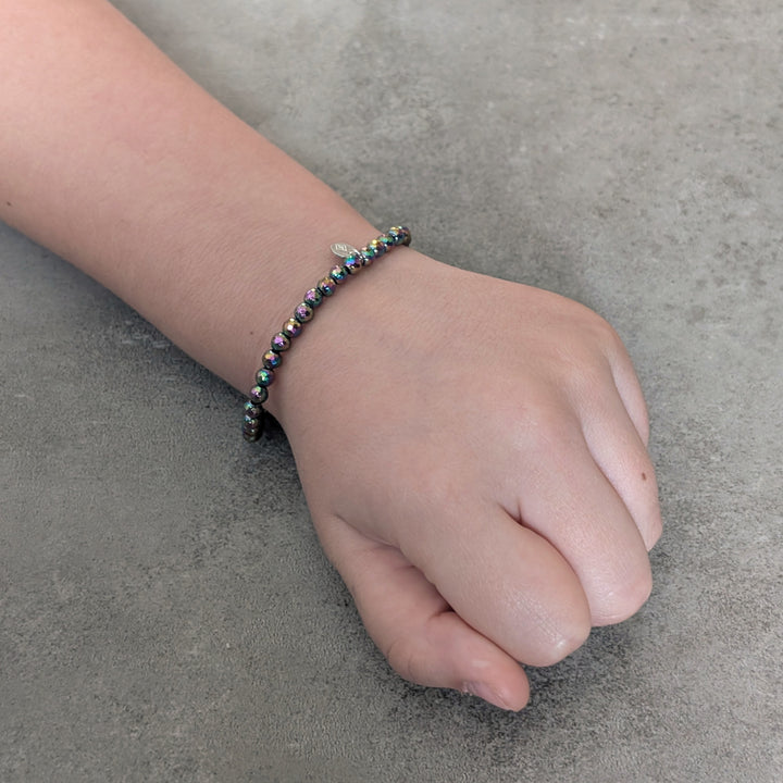 Rainbow Coloured Hematite Children's Gemstone Bracelet - 4mm Faceted