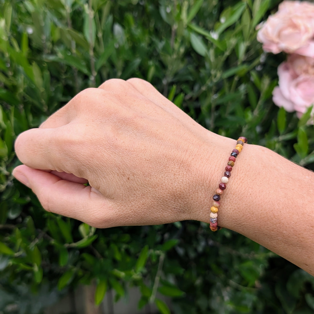 Mookaite Gemstone Bracelet - 4mm Faceted