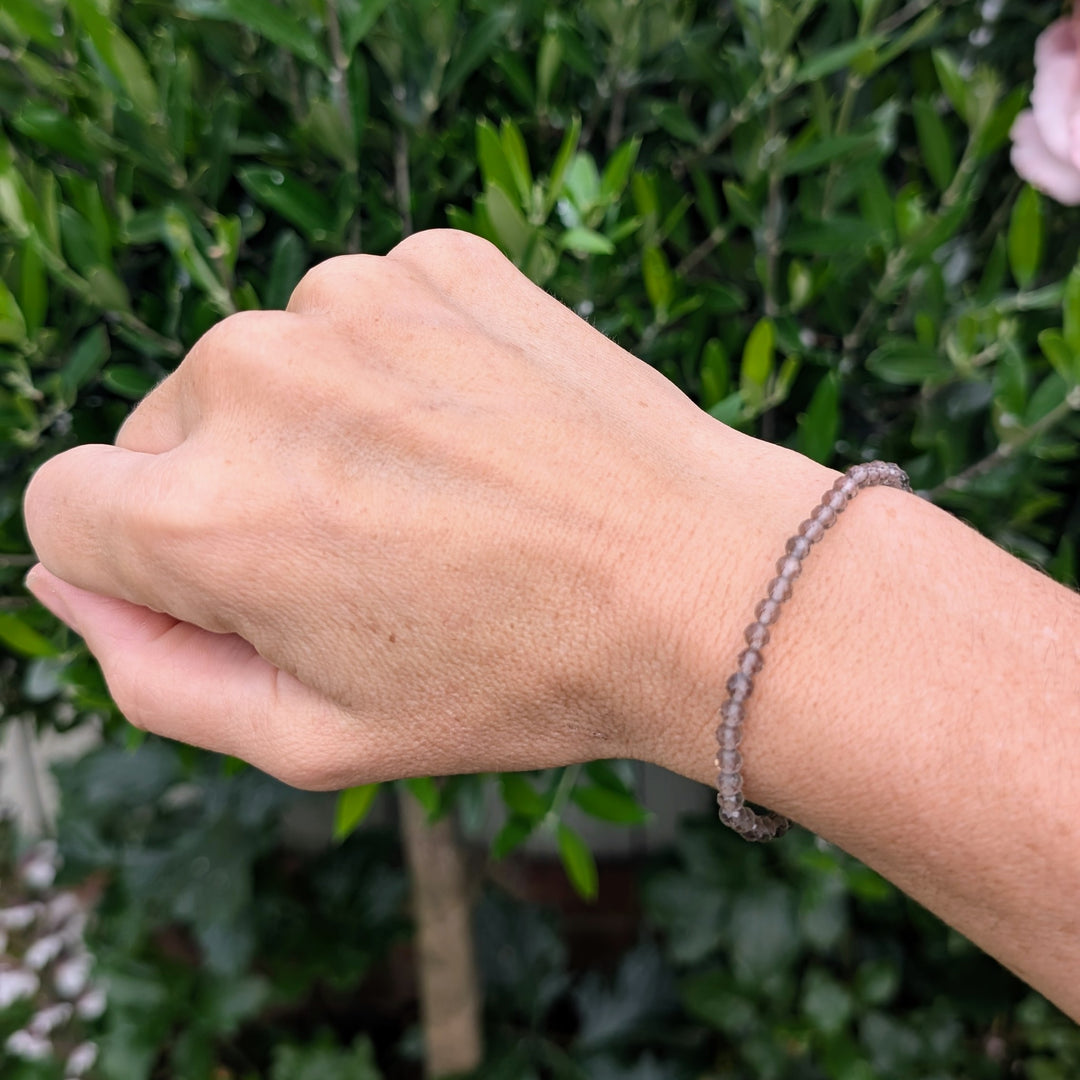Smokey Quartz Gemstone Bracelet - 4mm Faceted