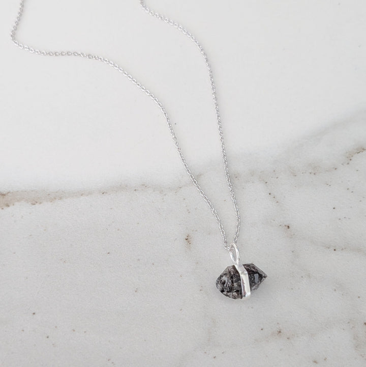 sterling silver double terminated herkimer diamond pendant necklace 