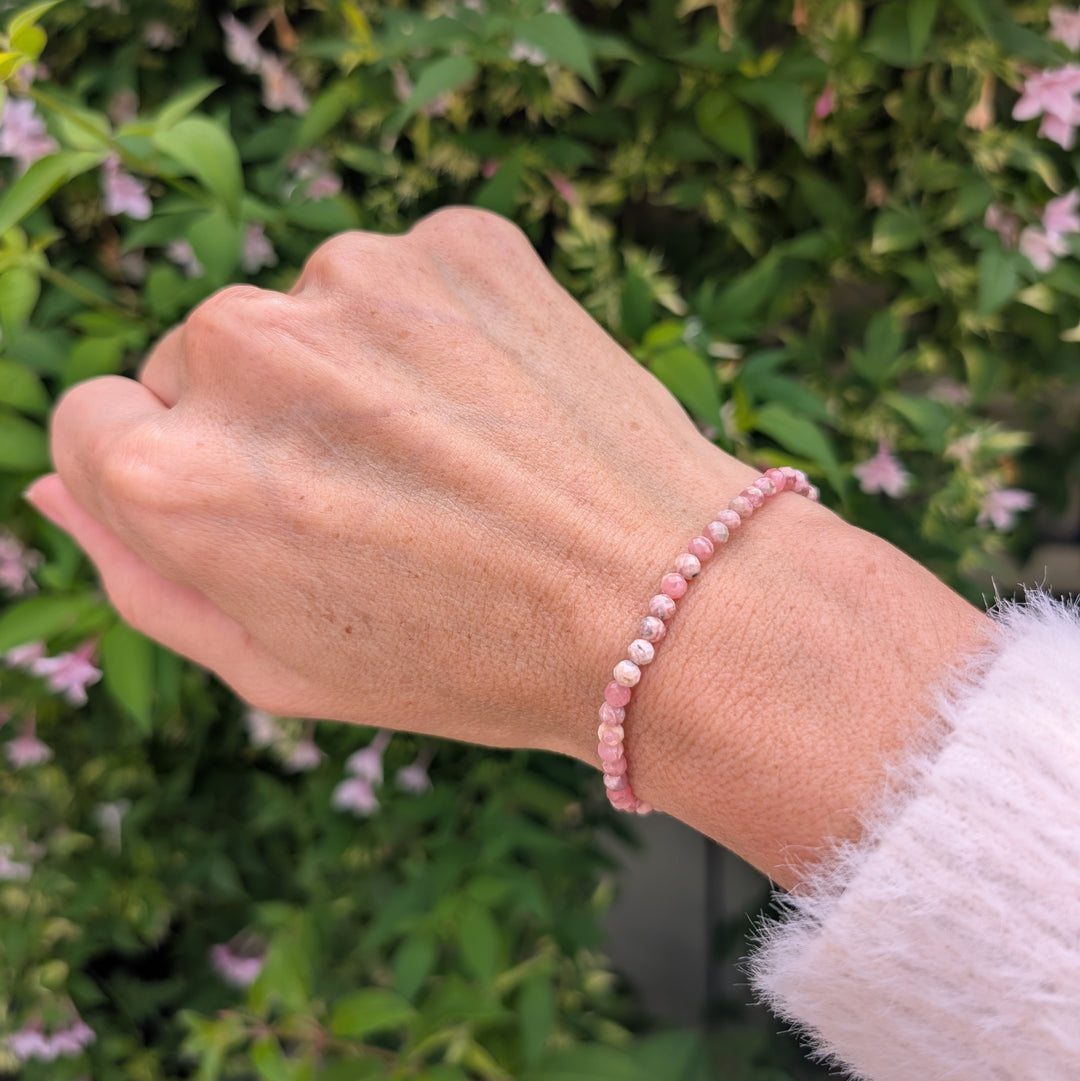 pink rhodochrosite gemstone bracelet