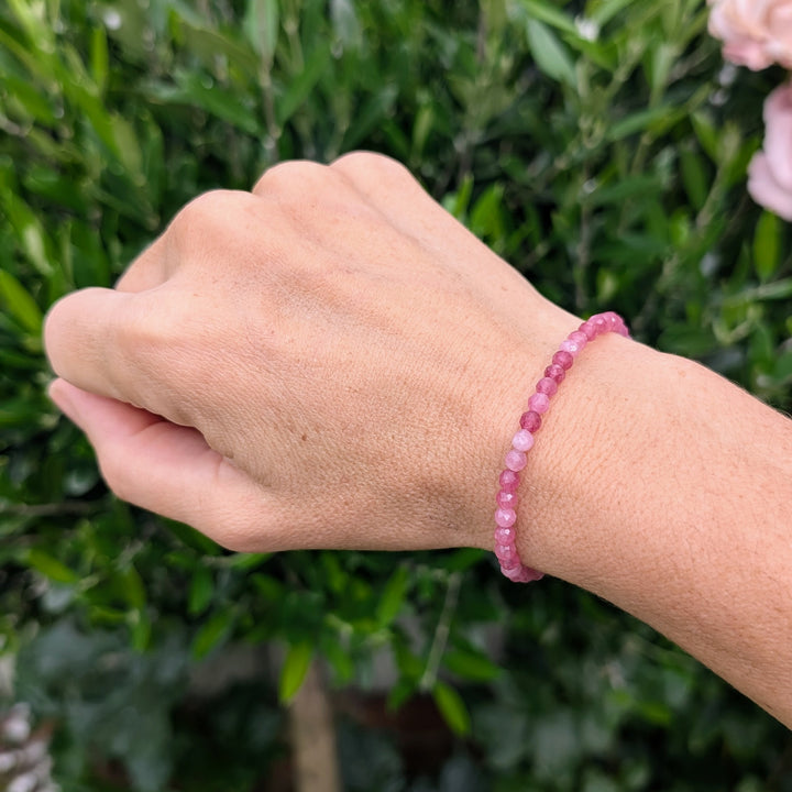Pink Tourmaline Gemstone Bracelet - 4mm Faceted
