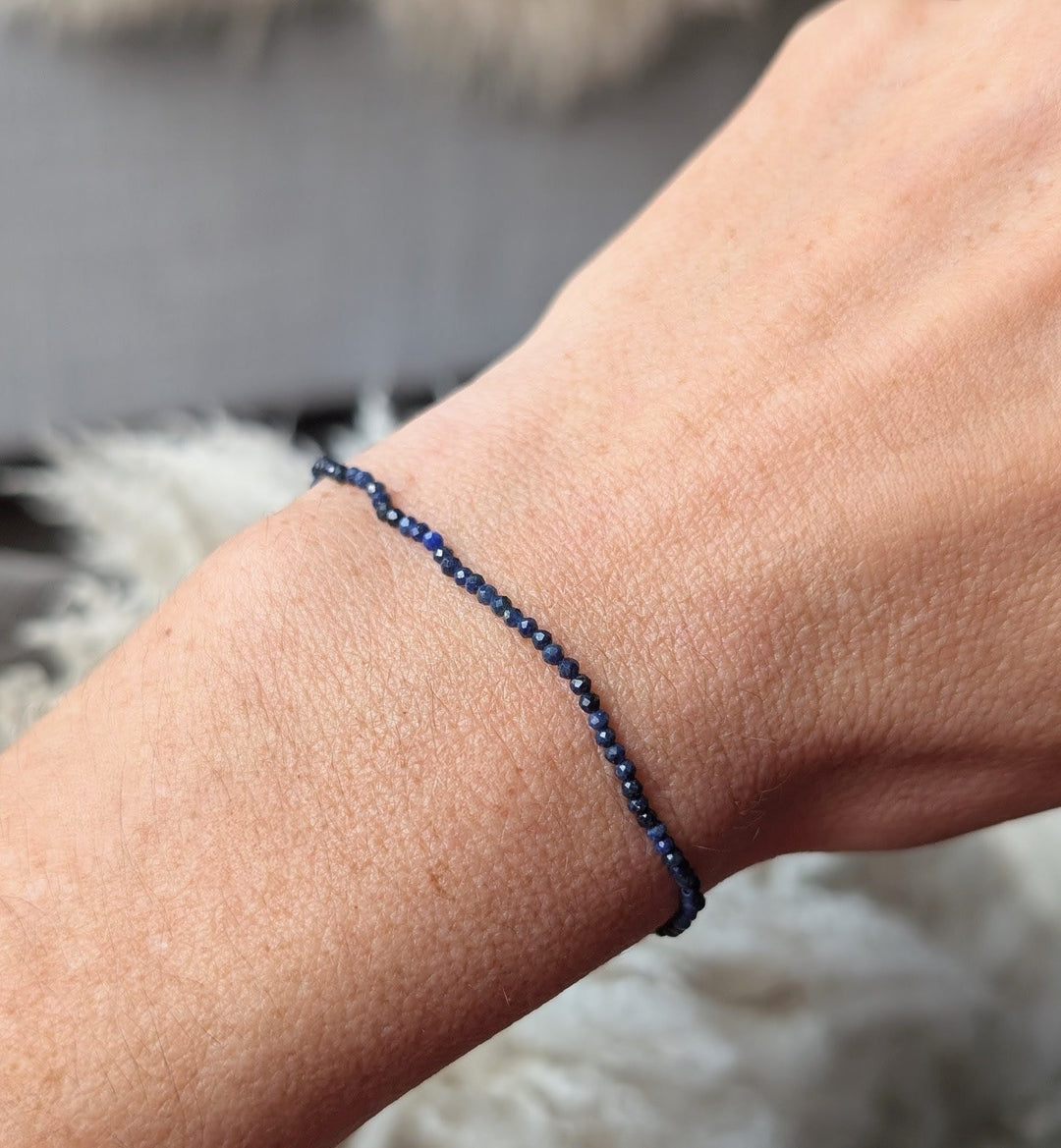 lapis lazuli 2mm faceted bead gemstone bracelet