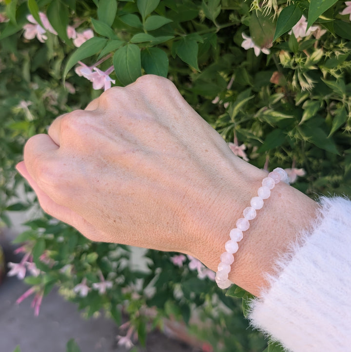 6mm bead rose quartz gemstone bracelet