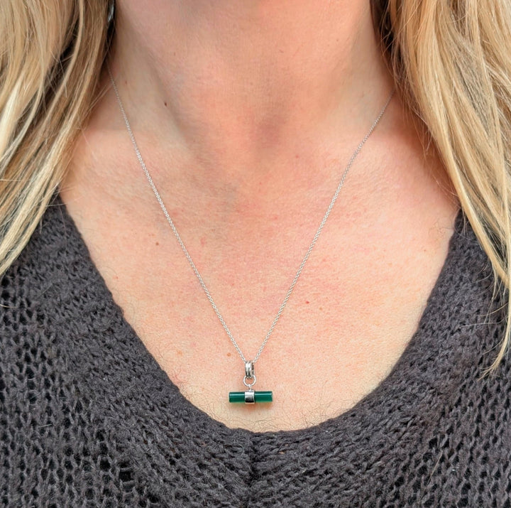 The T-Bar Green Onyx Necklace