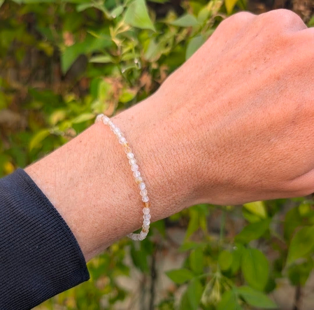 3mm faceted bead citrine gemstone bracelet 