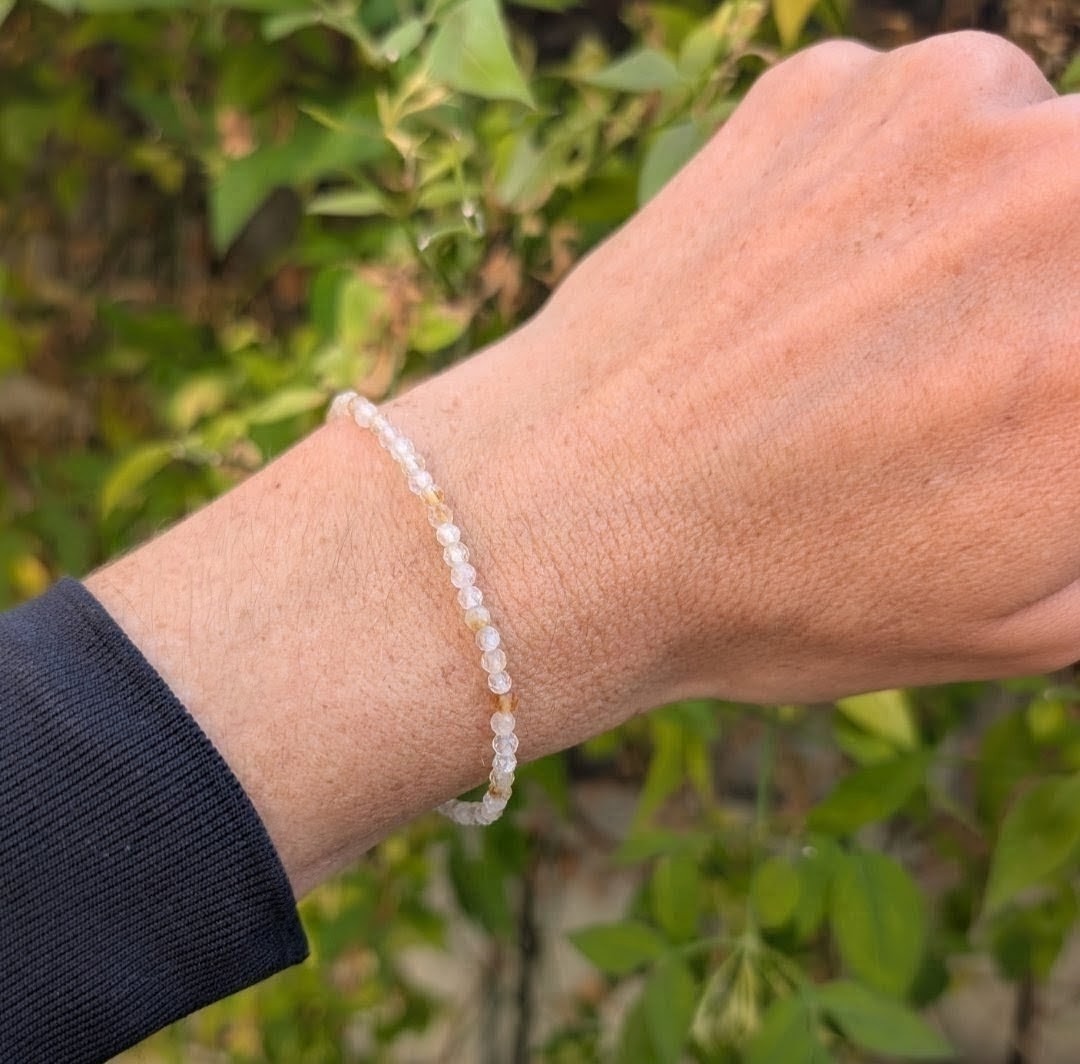 3mm faceted bead citrine gemstone bracelet 