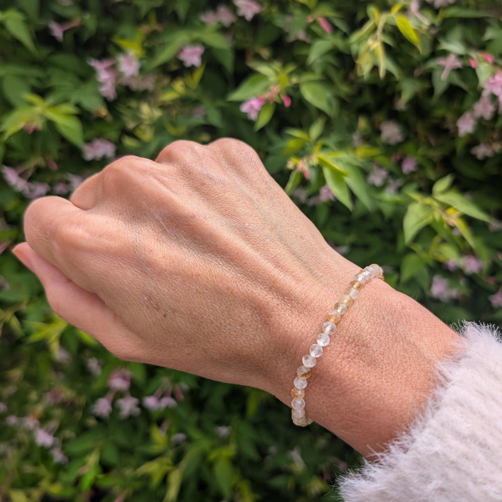 4mm faceted bead citrine gemstone bracelet 