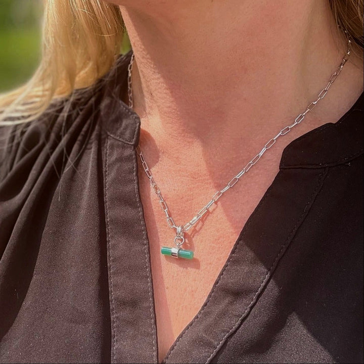 The T-Bar Green Onyx Necklace