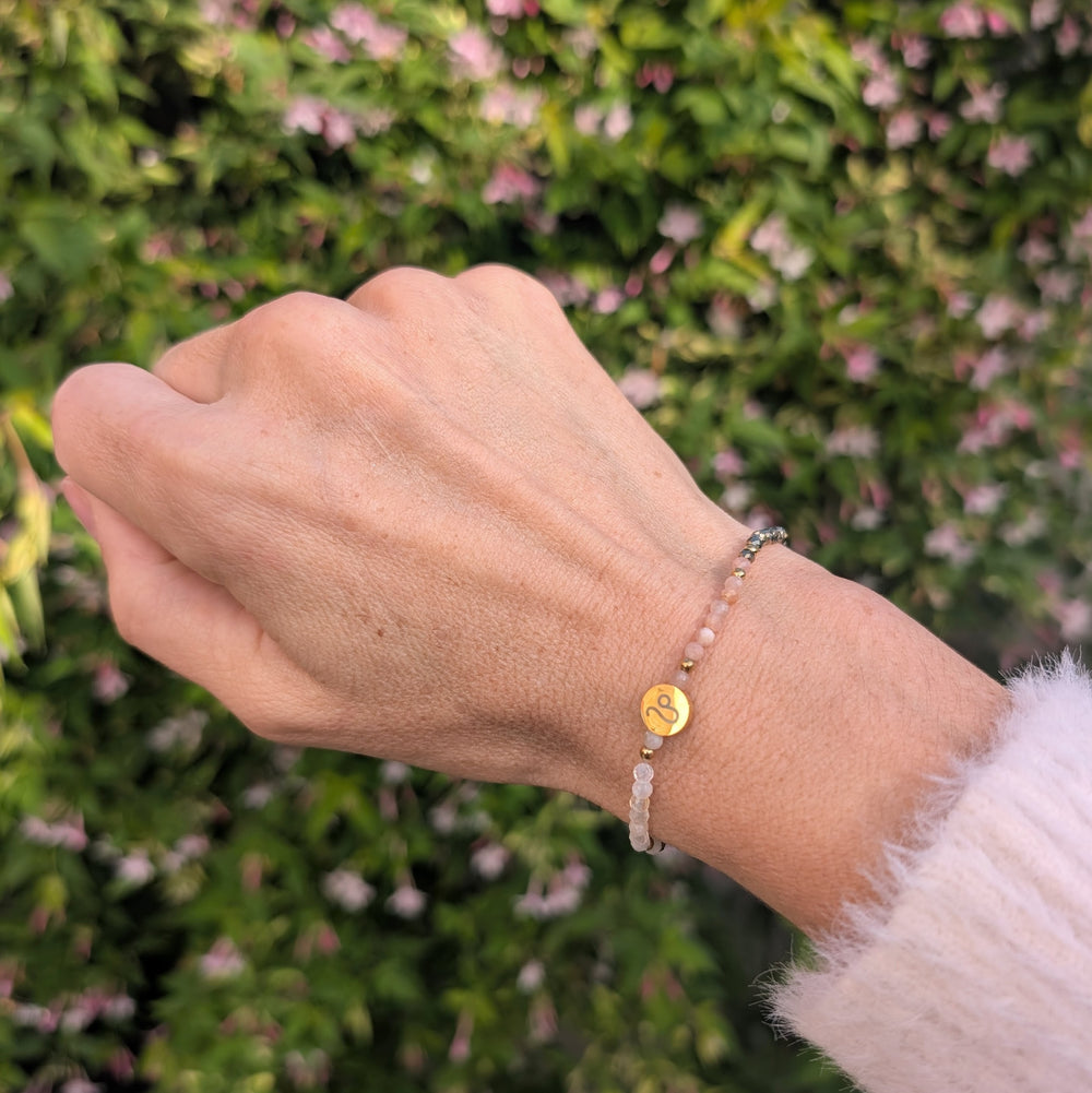 Sunstone, Citrine and Pyrite Leo Zodiac Gemstone Bracelet 