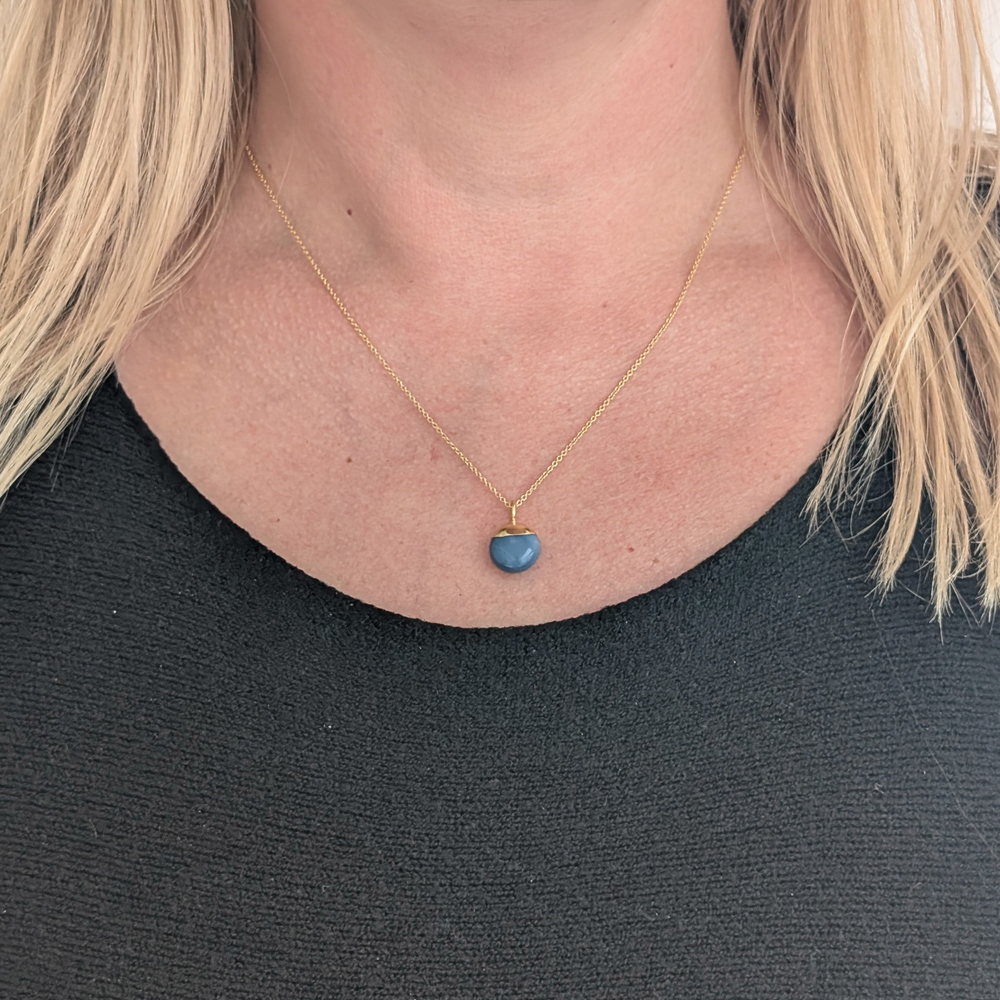 blue opal October birthstone pendant necklace