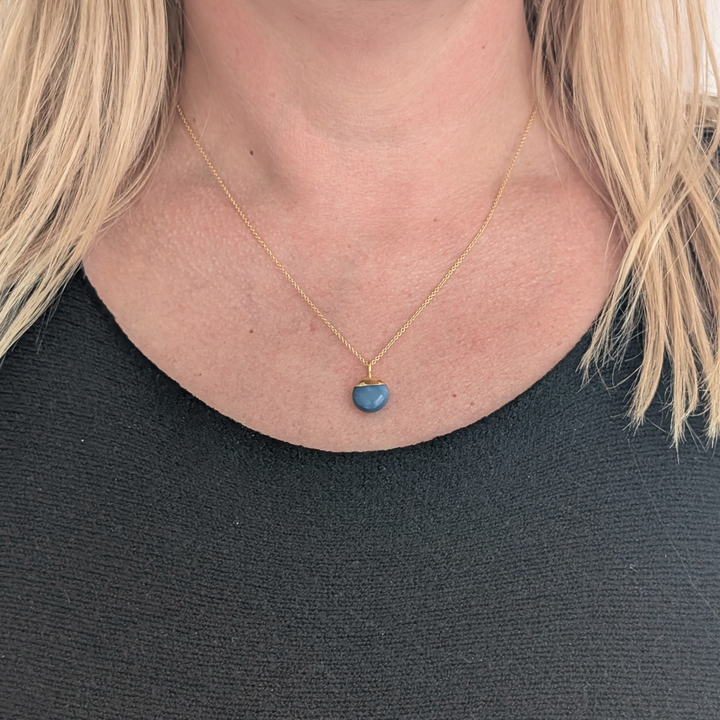 blue opal October birthstone pendant necklace