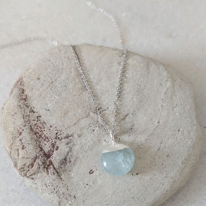 Sterling silver aquamarine March birthstone necklace 
