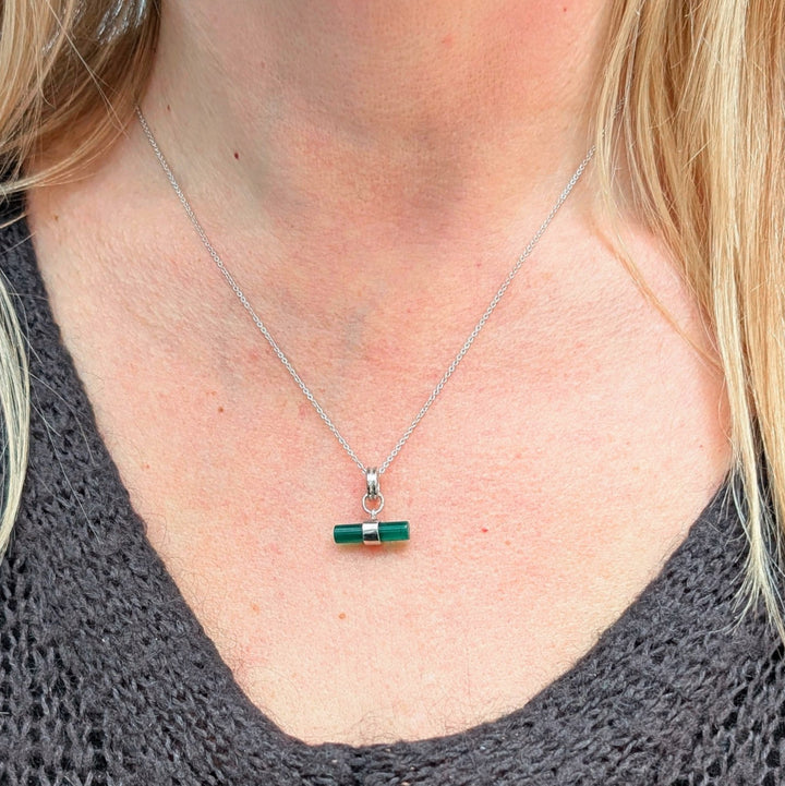 The T-Bar Green Onyx Necklace
