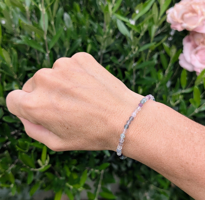 Fluorite Gemstone Bracelet - 4mm Faceted