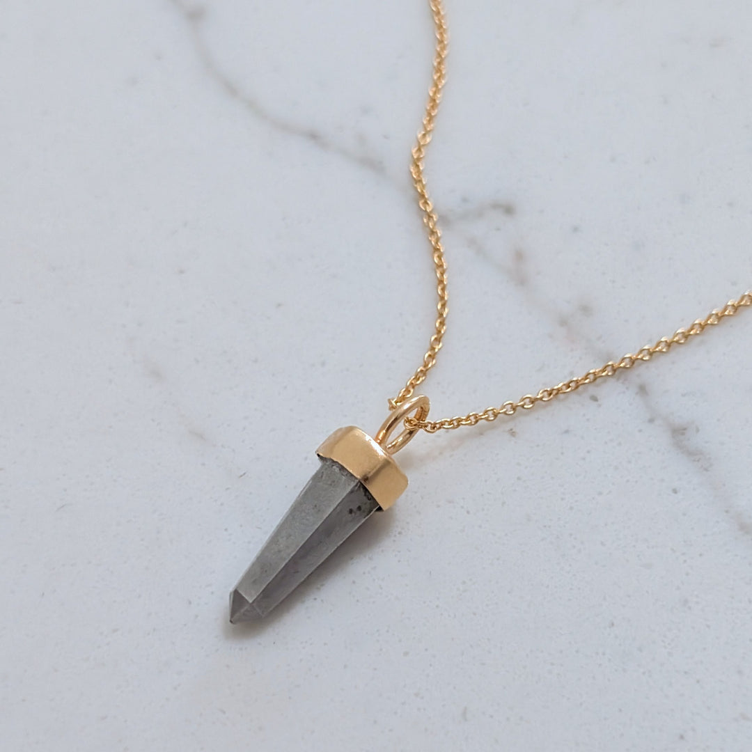 gold pyrite spike gemstone pendant necklace 
