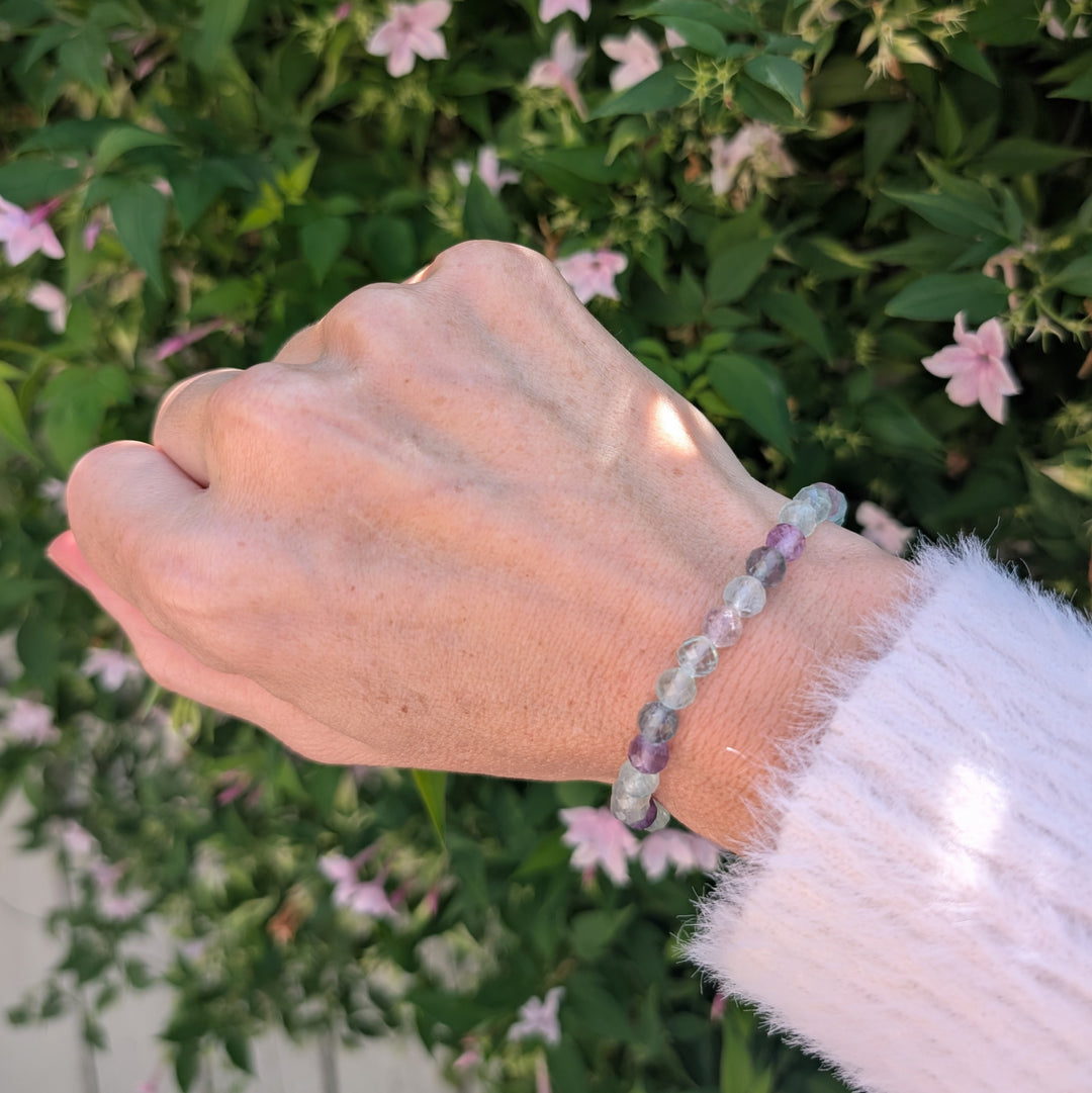 fluorite 6mm bead gemstone bracelet 