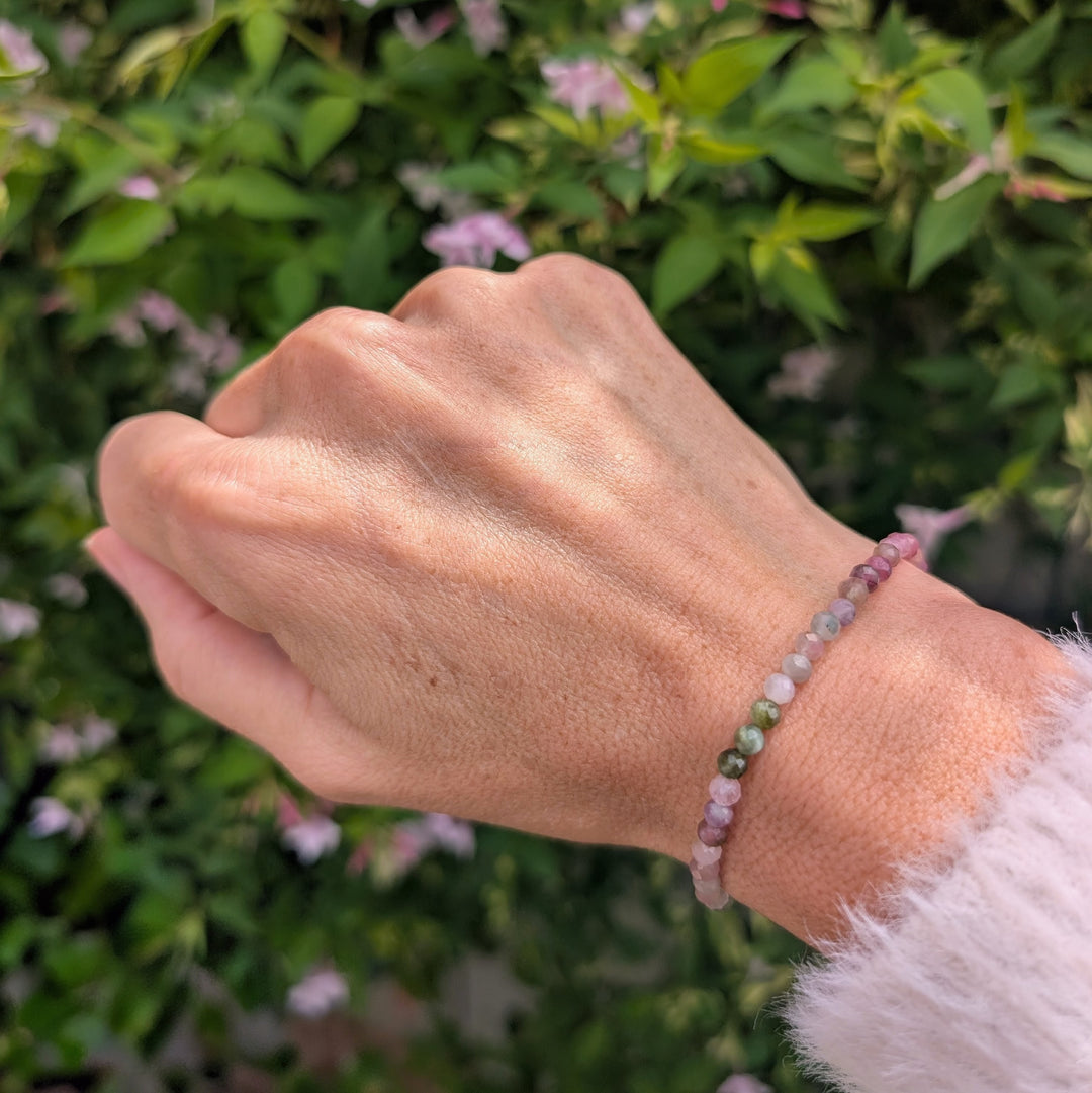 watermelon tourmaline gemstone bracelet 