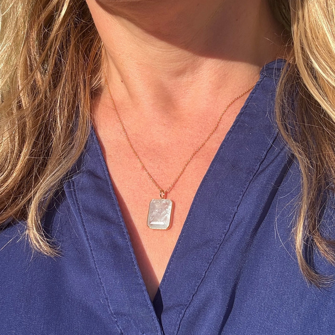 The Faceted Rectangle Blue Topaz Necklace