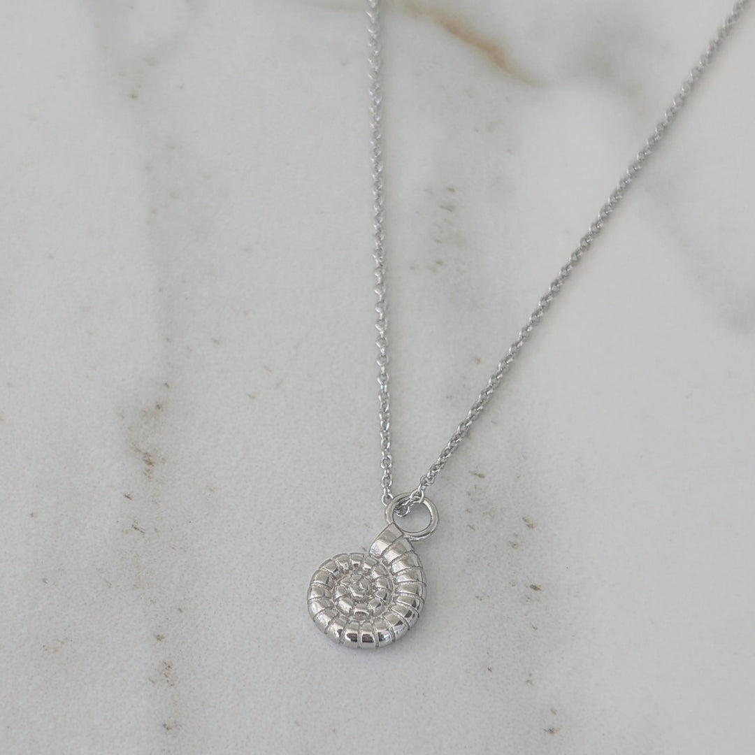 silver ammonite necklace