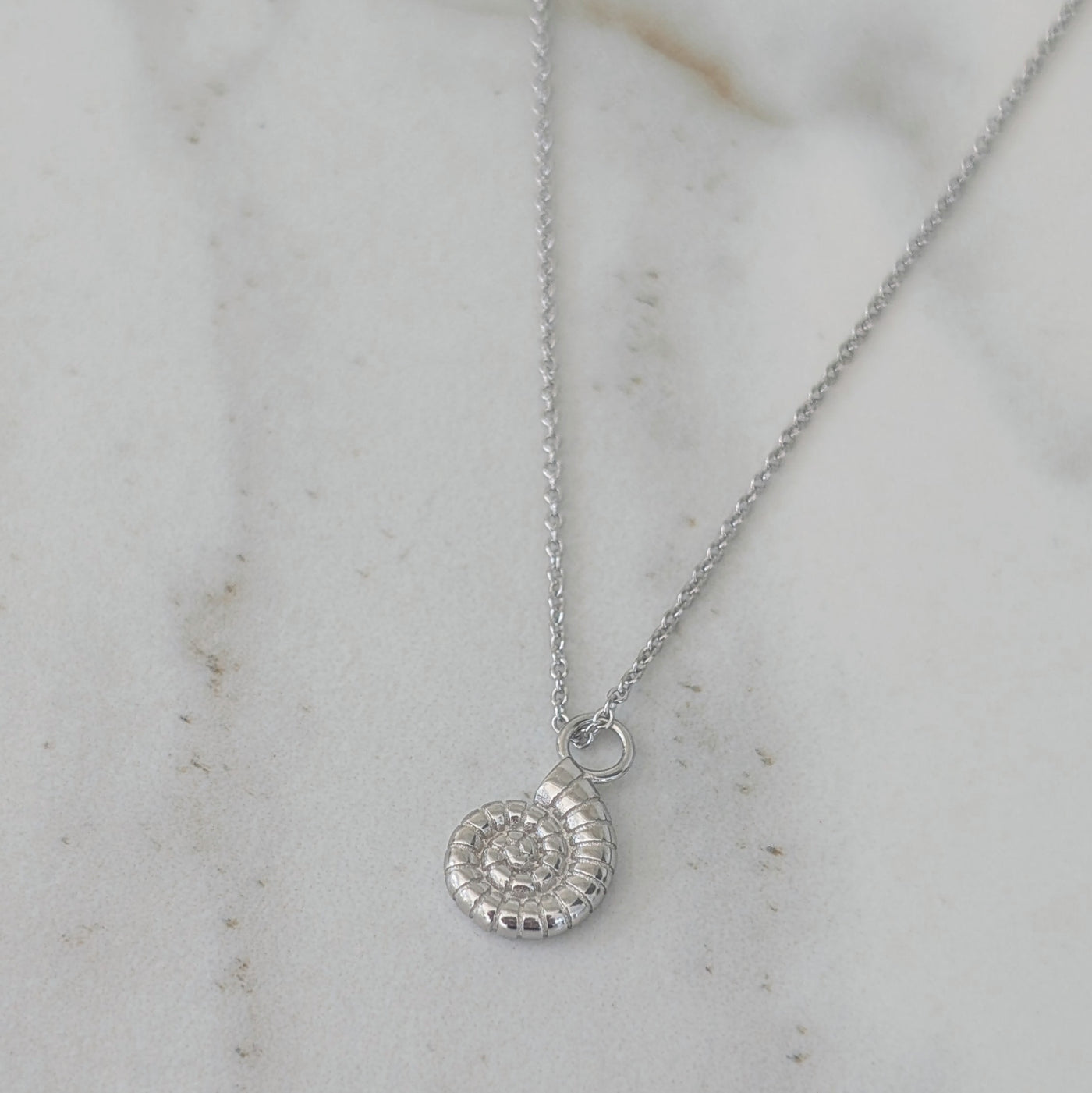 silver ammonite necklace