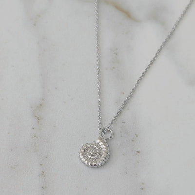 silver ammonite necklace