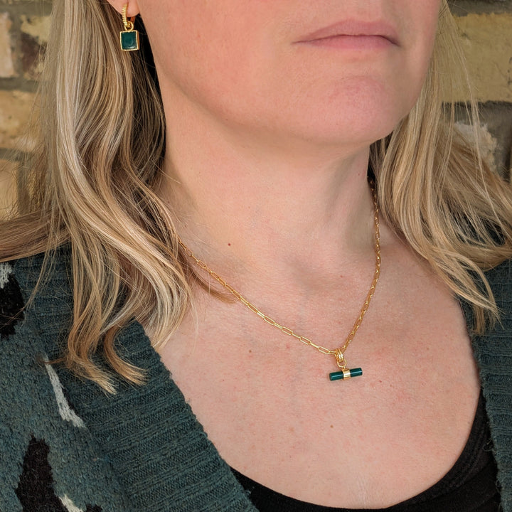 The T-Bar Green Onyx Necklace