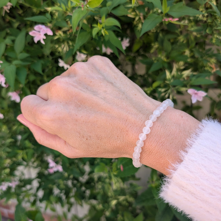 clear quartz 6mm beaded gemstone bracelet