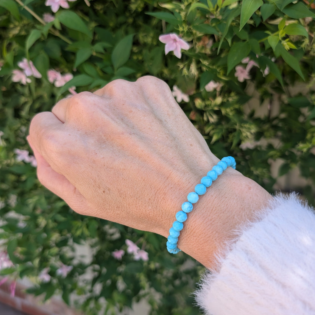 turquoise 6mm bead gemstone bracelet 