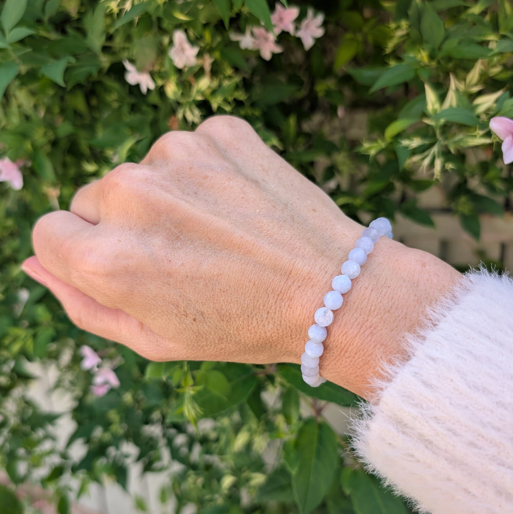 Blue lace agate 6mm bead gemstone bracelet 