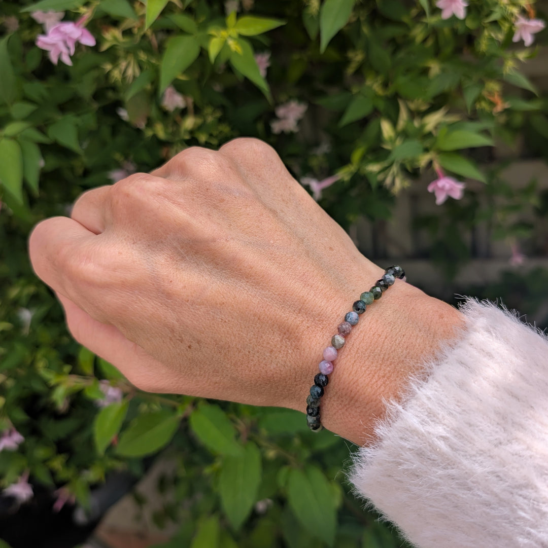 watermelon tourmaline gemstone bracelet 