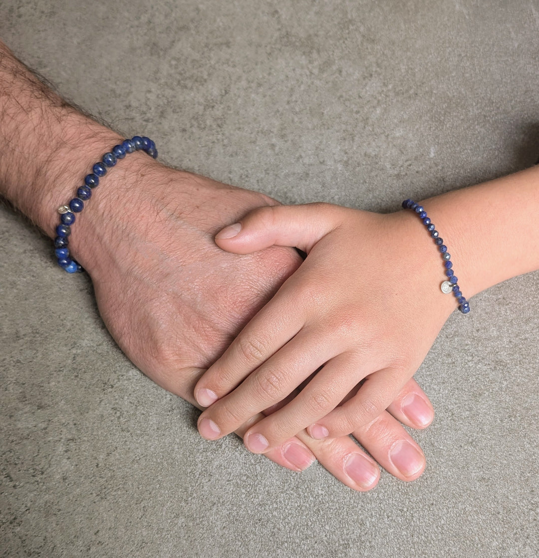 Lapis lazuli daddy and me gemstone bracelet set 