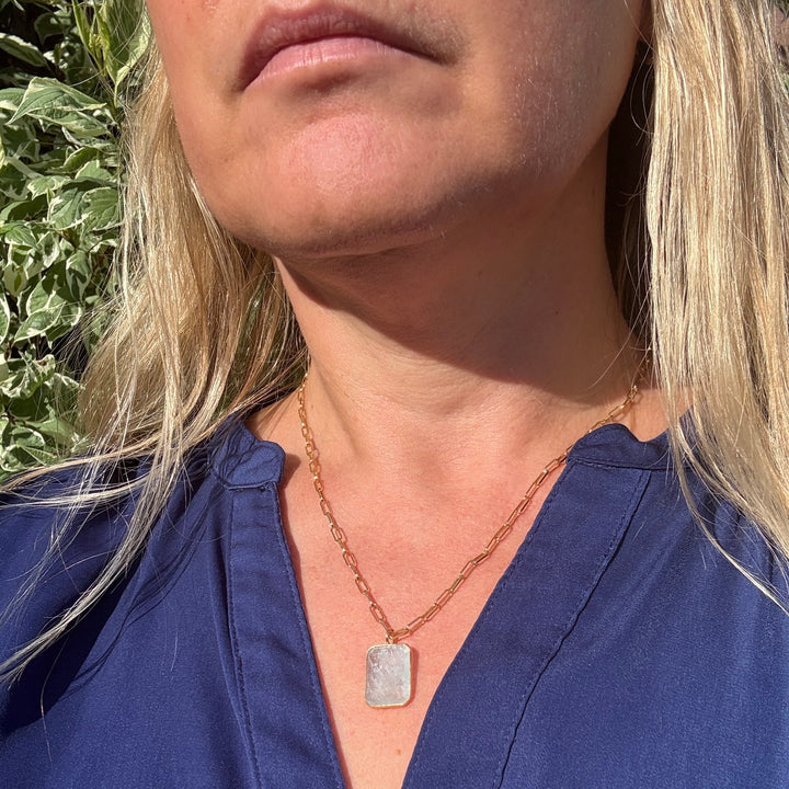 The Faceted Rectangle Blue Topaz Necklace